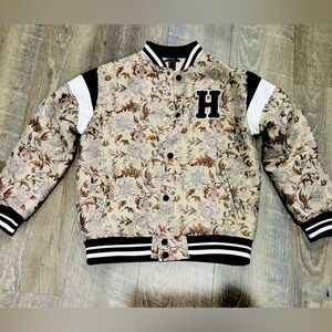 FOREVER 21, KIDS —> PAISLEY LETTERMAN BOMBER JACKET!   Size— BOYS US (11/12)